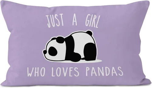 Miniatura 12 de Just A Girl Who Loves Pandas, funda de almohada de oso panda, 12 x 20 pulgadas, regalos para amantes del oso panda, regalos para decoración