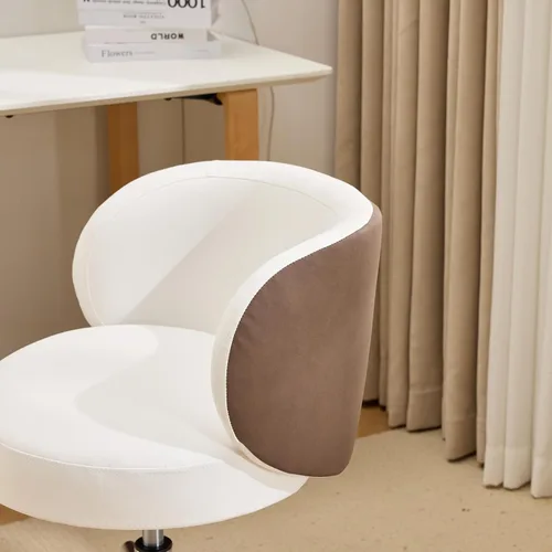 Miniatura 2 de VINGLI Bonita silla de escritorio giratoria pequeña y cómoda con ruedas, soporte lumbar ergonómico de respaldo bajo para tocador/técnico de uñas