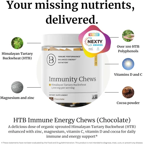 Miniatura 2 de BIG BOLD HEALTH HTB Immunity Chews - Suplemento orgánico de trigo sarraceno tartario del Himalaya para apoyar la energía natural y la función