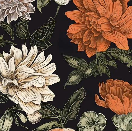 Papel tapiz bohemio floral para despegar y pegar, papel de contacto vintage y naranja de 17.5 x 118 pulgadas, papel de pared moderno de flores Negro