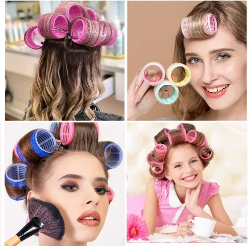 Miniatura 4 de Juego de rodillos de pelo jumbo, 12 rizadores de peluquería de salón de belleza, rodillos grandes jumbo para cabello largo y corto, peinado rizado