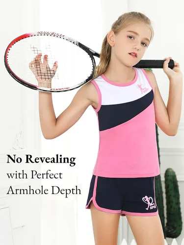 Miniatura 3 de nomachalt Girls Summer Shorts Sets Kids 2 Piece Outfits Clothes Tennis Running Tank Top Shirts Dolphin Shorts