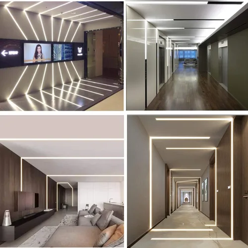 Miniatura 7 de Canal de aluminio LED de yeso, paquete de 6 unidades, 3.3 ft/3.3 pies, perfil de canal LED de aluminio para paneles de yeso sin bordes con tapa