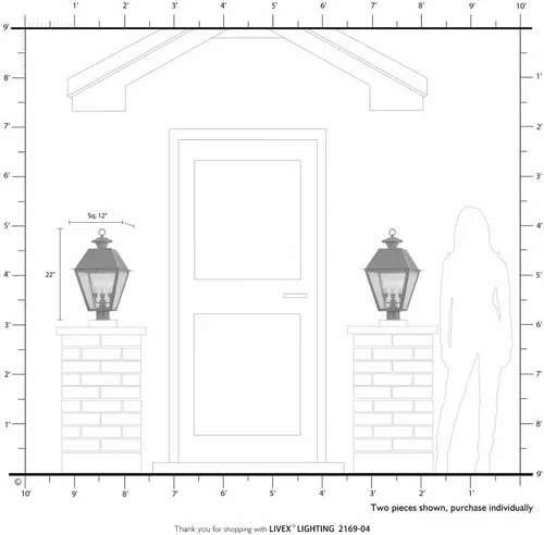 Miniatura 8 de Livex Lighting 2169-04 Mansfield - Cabezal de poste para exteriores con 3 luces, color negro