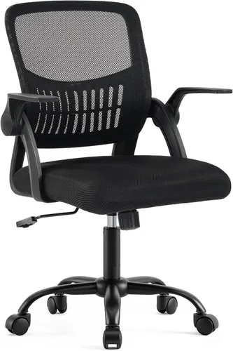 Miniatura 9 de DUMOS Silla de escritorio de oficina en casa, ergonómica con respaldo medio con soporte lumbar y modo mecedor, altura ajustable con reposabrazos