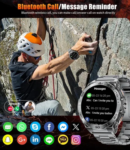 Miniatura 3 de LIGE Reloj inteligente para hombre, pantalla AMOLED de 1.6 pulgadas, batería de 600 mAh, relojes inteligentes impermeables de 5 ATM