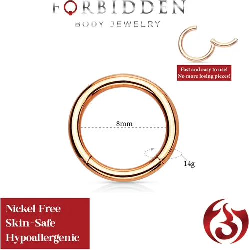 Miniatura 107 de Forbidden Body Jewelry - Piercing para la nariz de acero quirúrgico 316L con bisagra, 14G, 16G, 18G, diámetro de 15/64, 5/16, 25/64, 15/32 pulgadas