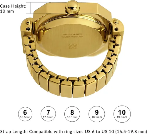 Miniatura 3 de PASCAL Anillo de reloj de diamante para mujer con pantalla analógica de dos manecillas y banda de expansión de acero inoxidable