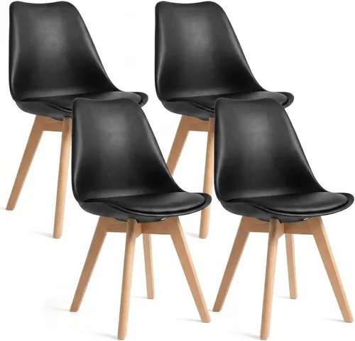 Juego de 4 sillas de comedor, modernas sillas de comedor tapizadas con asiento acolchado de piel sintética, sillas de cocina sin brazos con respaldo