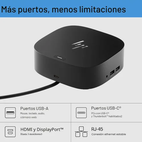 Miniatura 2 de HP USB-C Dock G5 - Adaptador 11-en-1 para portátiles, PC y notebooks con USB-C y Thunderbolt - Un solo cable para carga, red o transferencia