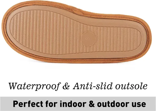 Miniatura 4 de IRISMON Pantuflas de gamuza sintética para mujer, cómodas pantuflas de piel cálida con espuma viscoelástica, antideslizantes, transpirables