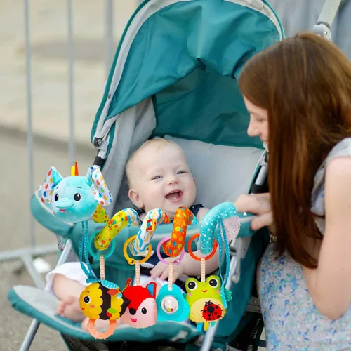 Miniatura 5 de Juguetes para cochecito, juguetes de asiento de automóvil para bebés de 0 a 6 meses, juguete colgante de felpa en espiral para bebés, niños y niñas