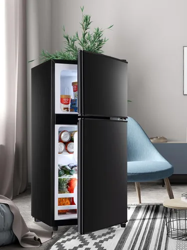 Miniatura 6 de KRIB BLING Refrigerador de 3.5 pies cúbicos con congelador, refrigerador de 2 puertas con control de termostato ajustable, refrigerador para cocina