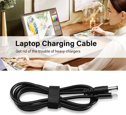 Miniatura 6 de GINTOOYUN Cable de carga USB C a DC5521 de 65 W PD USB tipo C de entrada a CC 0.217 x 0.083 in, cable de carga de alimentación de salida, para 15v
