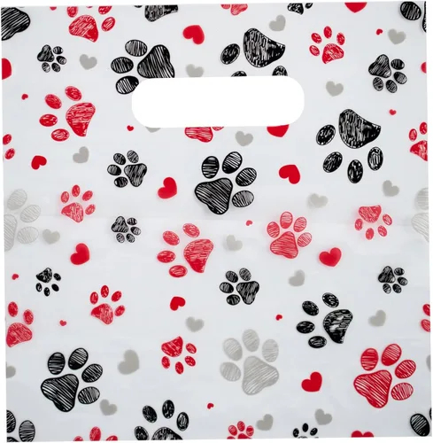 Miniatura 12 de 100 bolsas con estampado temático de mascotas, estampado de perro/gato/hilo, MSP1002, bolsas de plástico transparente para dispersos, bolsa
