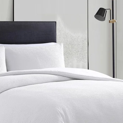 Miniatura 7 de Vera Wang - Juego de funda de edredón tamaño Queen, ropa de cama de algodón suave con fundas de almohada a juego, cierre de botón y lazos interiores