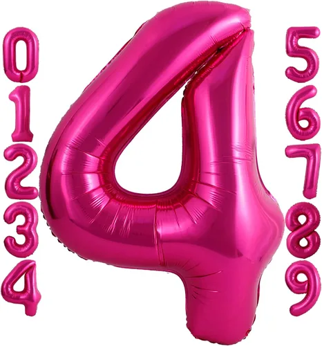 Miniatura 11 de Globo rosa intenso de 40 pulgadas con el número 6, de gran tamaño, de papel de aluminio de Mylar de gran tamaño, globos de helio rosa brillante