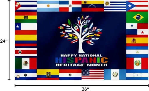 Miniatura 8 de Bandera de árbol de 22 países hispanos hispanos con los 22 países, patrimonio nacional hispano, bandera de 2 x 3 pies, doble impresa, divertida