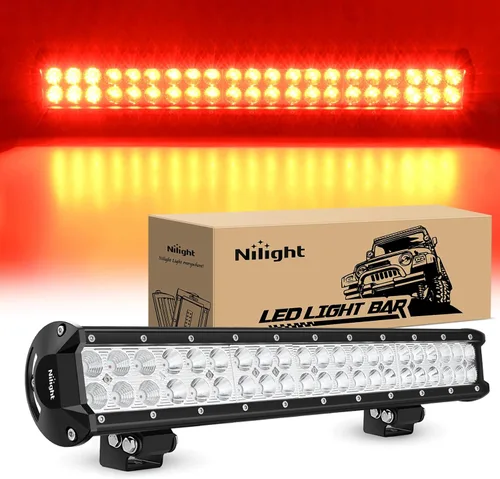 Miniatura 10 de Nilight 20 pulgadas 126 W, barra de luz LED, combo de luz puntual y proyectante, para conducción todoterreno, con soporte de montaje de placa 20