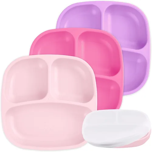 Miniatura 9 de Re-Play Platos para niños pequeños con divisores, 3 compartimentos de pared profunda, platos divididos para niños con 3 tapas, aptos