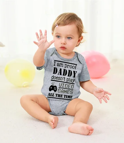 Miniatura 2 de UNICOMIDEA Mameluco de manga corta para bebés niños y niñas, estampado de letras, de 0 a 12 meses