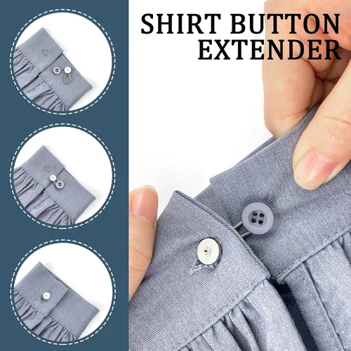 Miniatura 2 de Deshionew 12 extensores de cuello para camisa, extensores de botón, cómodos extensores de cuello elásticos para camisas de vestir de hombre, puños