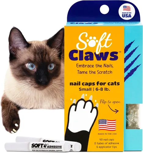 Miniatura 16 de Tapas de uñas Soft Claws para gatos pequeños – (40 tapas, negro) - Fabricado en EE. UU. - Desarrollado por veterinarios, no tóxico Protege muebles