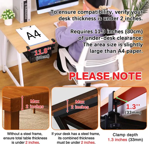 Miniatura 4 de ROSYLINE Organizador de cajones para debajo del escritorio y escritorio, organizador de cajones deslizantes de metal de 2 niveles, almacenamiento