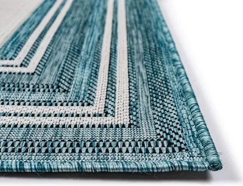 Miniatura 8 de Liora Manne Carmel - Alfombra tejida de perfil bajo de fácil cuidado para interiores y exteriores, color aguamarina, 6 pies 6 pulgadas x 9 pies 4