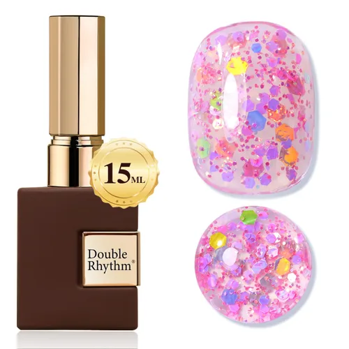 Miniatura 14 de Double Rhythm Esmalte de gel con purpurina de nieve de 0.5 fl oz, color holográfico reflectante para arte de uñas, salón de manicura y bricolaje