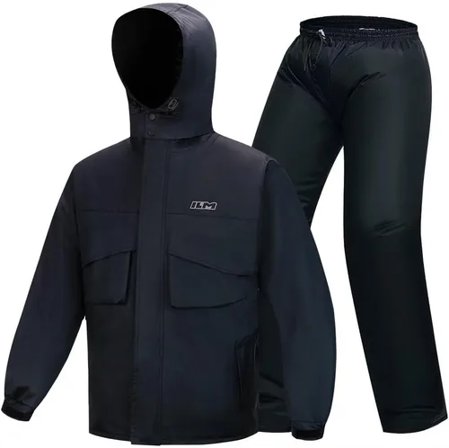 Miniatura 11 de ILM traje de lluvia para motocicleta, impermeable, 6 bolsillos, 2 piezas, chaqueta y pantalones, para hombre Verde del ejército-hombres