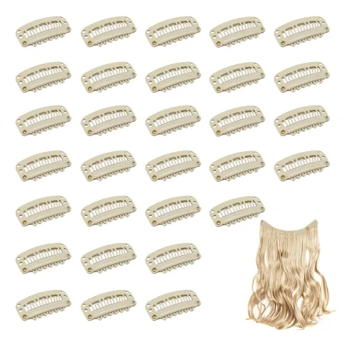 Miniatura 41 de Dreamlover - Clips para extensiones de cabello, clips para peluca con 9 dientes, 30 piezas Beige