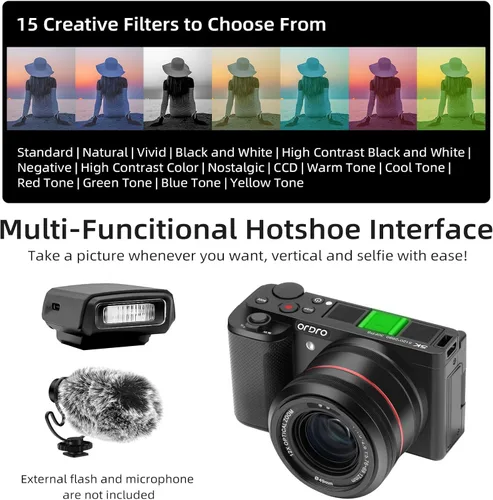 Miniatura 7 de ORDRO Cámara digital G730 5K Zoom óptico de 12x, pantalla táctil de ángulo variable de 3.2", enfoque automático/manual para vlogging y fotografía