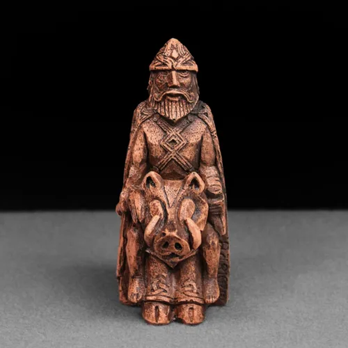 Miniatura 3 de Dryad Design Freyr - Figura nórdica del dios de la fertilidad y la prosperidad, decoración de altar pagano vikingo (acabado de madera)