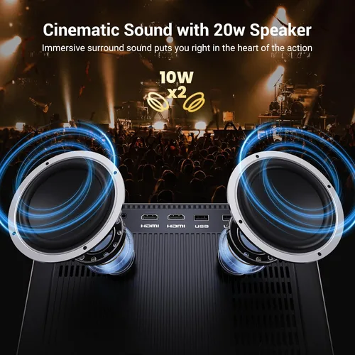 Miniatura 4 de Proyector inteligente con aplicación de transmisión incorporada de 2000 lúmenes ANSI, proyector de películas HAPPRUN Native 1080P con altavoz