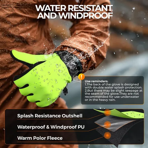 Miniatura 4 de rivmount Guantes de invierno para mujeres y hombres para clima frío, correr, conducir, ciclismo, resistente al agua y pantalla táctil, guantes
