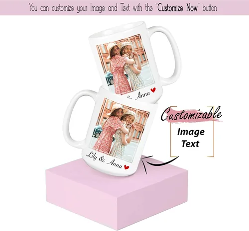 Miniatura 2 de SANTANNA Taza personalizada que cambia de color, texto fotográfico personalizado, taza de cerámica sensible al calor para parejas, amigos, familia