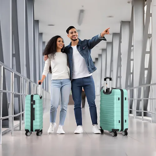 Miniatura 5 de 202428inch Equipaje Sets Durable Maleta Sets con Doble Spinner Ruedas TSA Lock, verde (C-Mint Green)