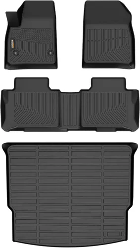Miniatura 55 de Alfombrillas para todo tipo de clima y forro de carga para Volkswagen Atlas 2018-2025 (asiento de cubo de 6 pasajeros), juego completo de 3 filas