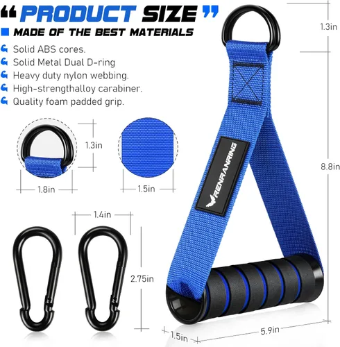 Miniatura 2 de RENRANRING Bandas de resistencia y asas de ejercicio, bandas de ejercicio de 5.9 pies para terapia física, estiramiento, recuperación, pilates