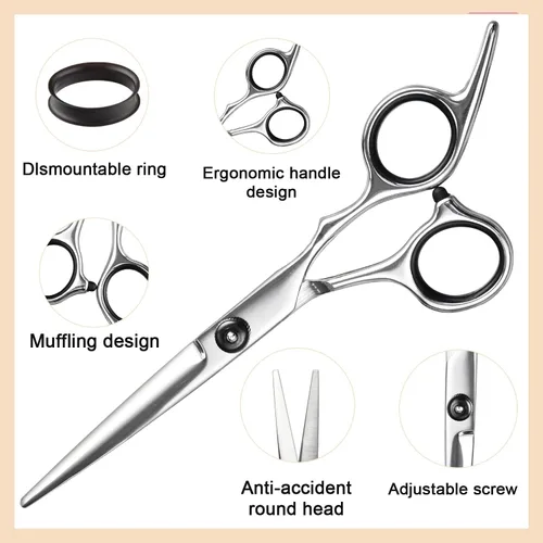 Miniatura 3 de Fcysy Tijeras de peluquería profesionales de 6 pulgadas, tijeras de corte de pelo con peine, tijeras de pelo de salón para hombres, mujeres