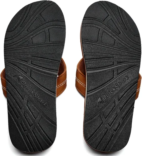 Miniatura 5 de Quickshark Sandalias de cuero para hombre, sandalias de playa con soporte de arco