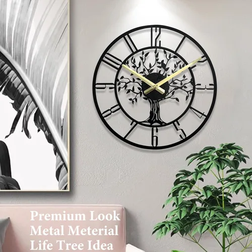 Miniatura 8 de Reloj de pared grande del Árbol de la Vida, relojes de pared grandes de metal modernos para sala de estar, reloj silencioso de 18 pulgadas operado