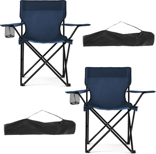 Miniatura 7 de Paquete de 2 Sillas de Camping Portátiles Ligeras Plegables Silla de Césped Silla de Playa al Aire Libre con Portavasos y Bolsa de Transporte