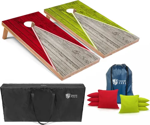 Miniatura 50 de Tailgating Pros Juego de tablero de Cornhole ligero con diseño piramidal con bolsas de frijoles y estuche de transporte, juego de cornhole