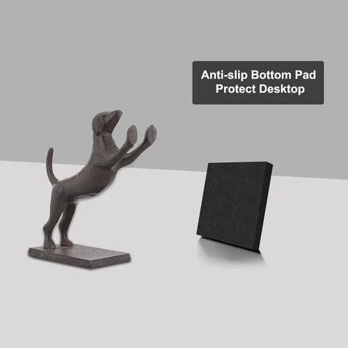 Miniatura 7 de Sujetalibros decorativos para perros, extremos únicos de hierro fundido con forma de animal para guardar libros resistentes, para decoración