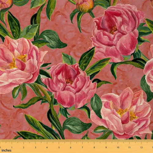 Miniatura 9 de The Yard - Tela con patrón de cachemira de flores rosadas, estilo rústico, para manualidades, tela para pasatiempos, tela retro con textura