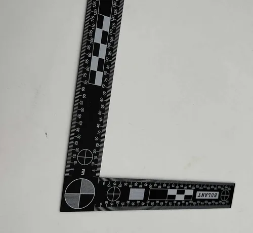 Miniatura 2 de Básculas de referencia reversibles en forma de L (negro y blanco), reglas de PVC para pruebas fotográficas, suministro forense de escena del crimen
