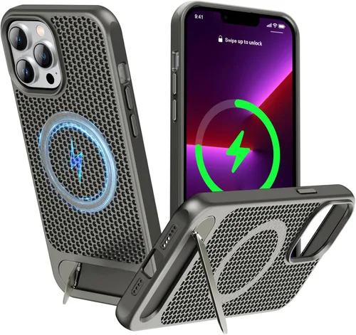 Miniatura 23 de Funda magnética de disipación de calor para iPhone 13 Pro Max, para MagSafe, protección contra caídas Coolingf, funda con función atril ajustable