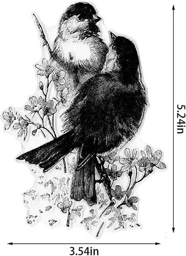 Miniatura 2 de ALIBBON 2 sellos transparentes de pájaros sobre flores para hacer tarjetas y decoraciones de álbumes de fotos, sellos de pájaros de primavera, fondo